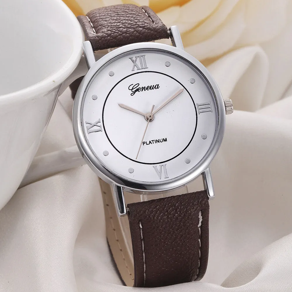 Women Watch Geneva Leather Band Analog Quartz Watch Dress Watches Wristwatch Relogio Feminino Feida