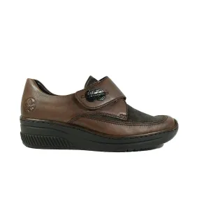 Women's Rieker 487C0-25 | Testadimoro Brown Leather | Women's Adjustable Shoes