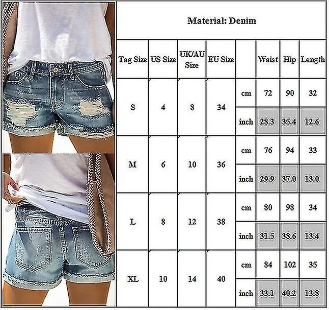 Womens Holiday Ripped Denim Shorts Jeans Hot Pants Distressed Frayed Short Pants