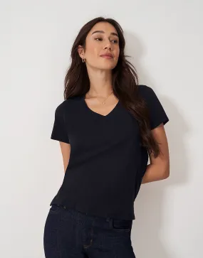 Women's Perfect V Neck Slub T-Shirt from Crew Clothing Company - Black